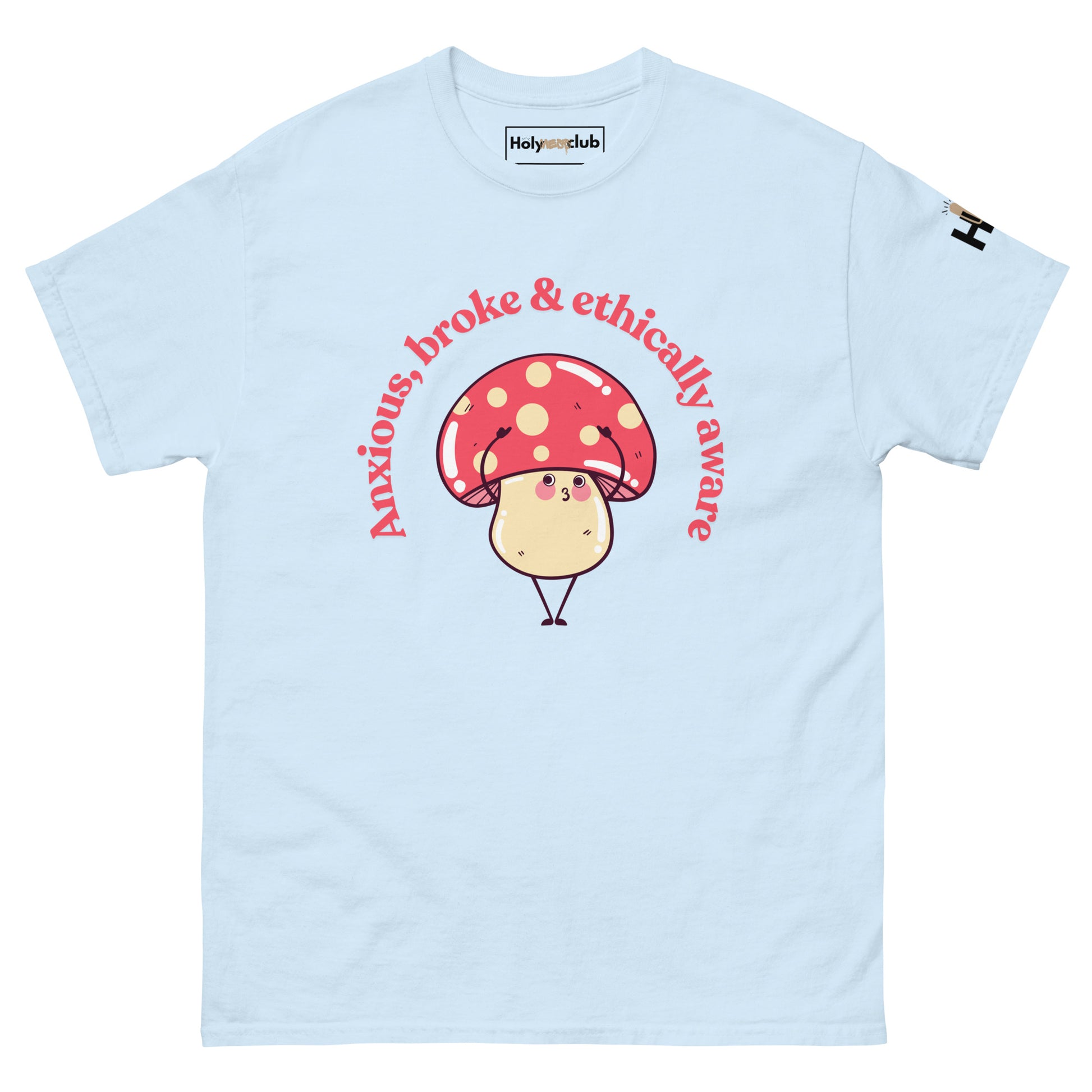 T-shirt unisexe coton bio engagé – Slogan Make mental health sexy again – Holy Mess Club T-shirt unisexe coton bio éthique – Slogan Trop doux pour ce monde – Holy Mess Club T-shirt éthique et sarcastique – Slogan Féministe flinguée & full of snacks – Holy