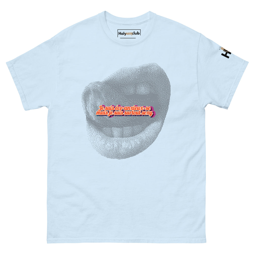 T-shirt unisexe coton bio engagé – Slogan Make mental health sexy again – Holy Mess Club T-shirt unisexe coton bio éthique – Slogan Trop doux pour ce monde – Holy Mess Club T-shirt éthique et sarcastique – Slogan Féministe flinguée & full of snacks – Holy