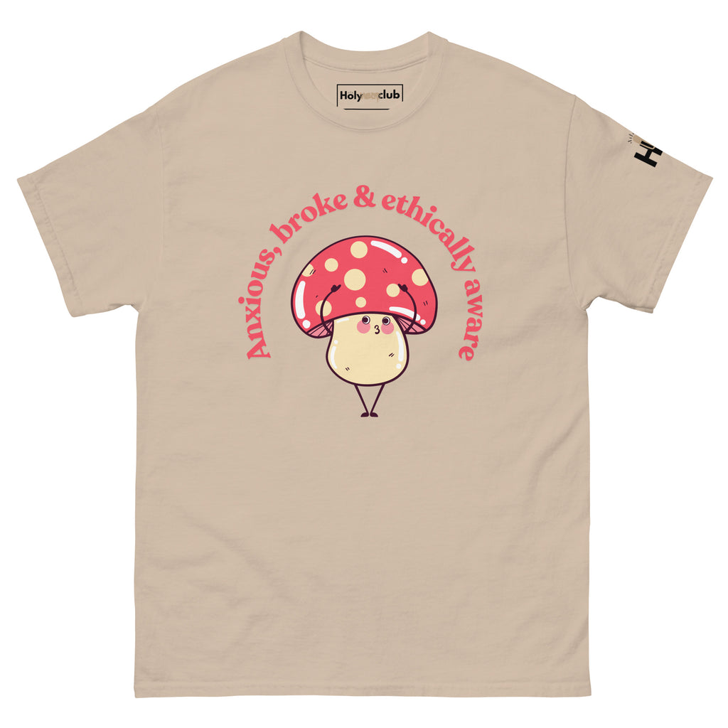 T-shirt unisexe coton bio engagé – Slogan Make mental health sexy again – Holy Mess Club T-shirt unisexe coton bio éthique – Slogan Trop doux pour ce monde – Holy Mess Club T-shirt éthique et sarcastique – Slogan Féministe flinguée & full of snacks – Holy