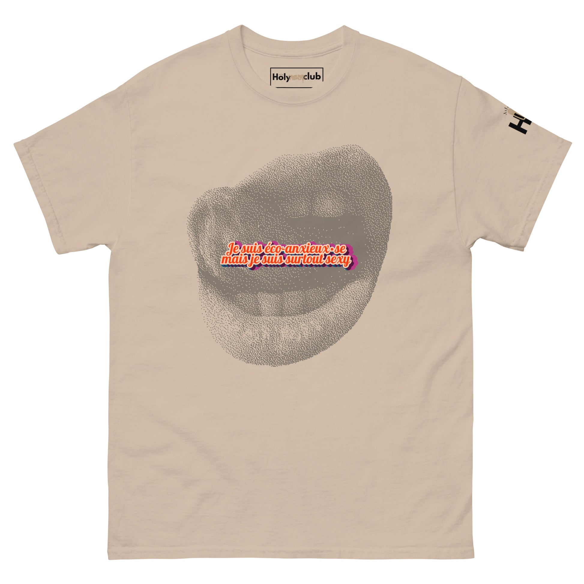 T-shirt unisexe coton bio engagé – Slogan Make mental health sexy again – Holy Mess Club T-shirt unisexe coton bio éthique – Slogan Trop doux pour ce monde – Holy Mess Club T-shirt éthique et sarcastique – Slogan Féministe flinguée & full of snacks – Holy
