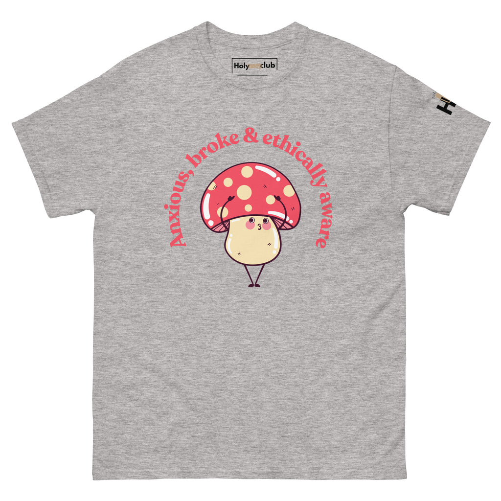 T-shirt unisexe coton bio engagé – Slogan Make mental health sexy again – Holy Mess Club T-shirt unisexe coton bio éthique – Slogan Trop doux pour ce monde – Holy Mess Club T-shirt éthique et sarcastique – Slogan Féministe flinguée & full of snacks – Holy