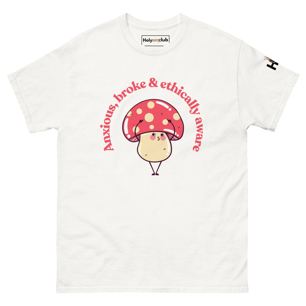 T-shirt unisexe coton bio engagé – Slogan Make mental health sexy again – Holy Mess Club T-shirt unisexe coton bio éthique – Slogan Trop doux pour ce monde – Holy Mess Club T-shirt éthique et sarcastique – Slogan Féministe flinguée & full of snacks – Holy