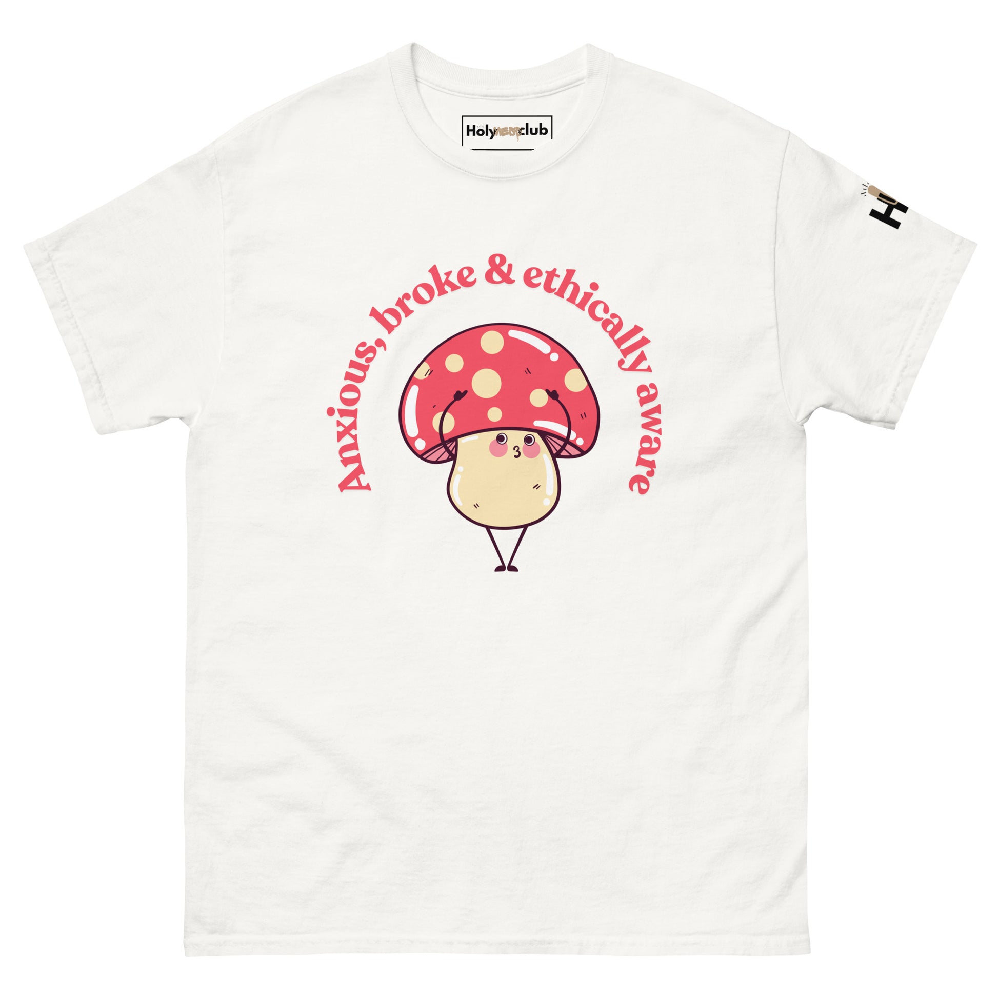 T-shirt unisexe coton bio engagé – Slogan Make mental health sexy again – Holy Mess Club T-shirt unisexe coton bio éthique – Slogan Trop doux pour ce monde – Holy Mess Club T-shirt éthique et sarcastique – Slogan Féministe flinguée & full of snacks – Holy