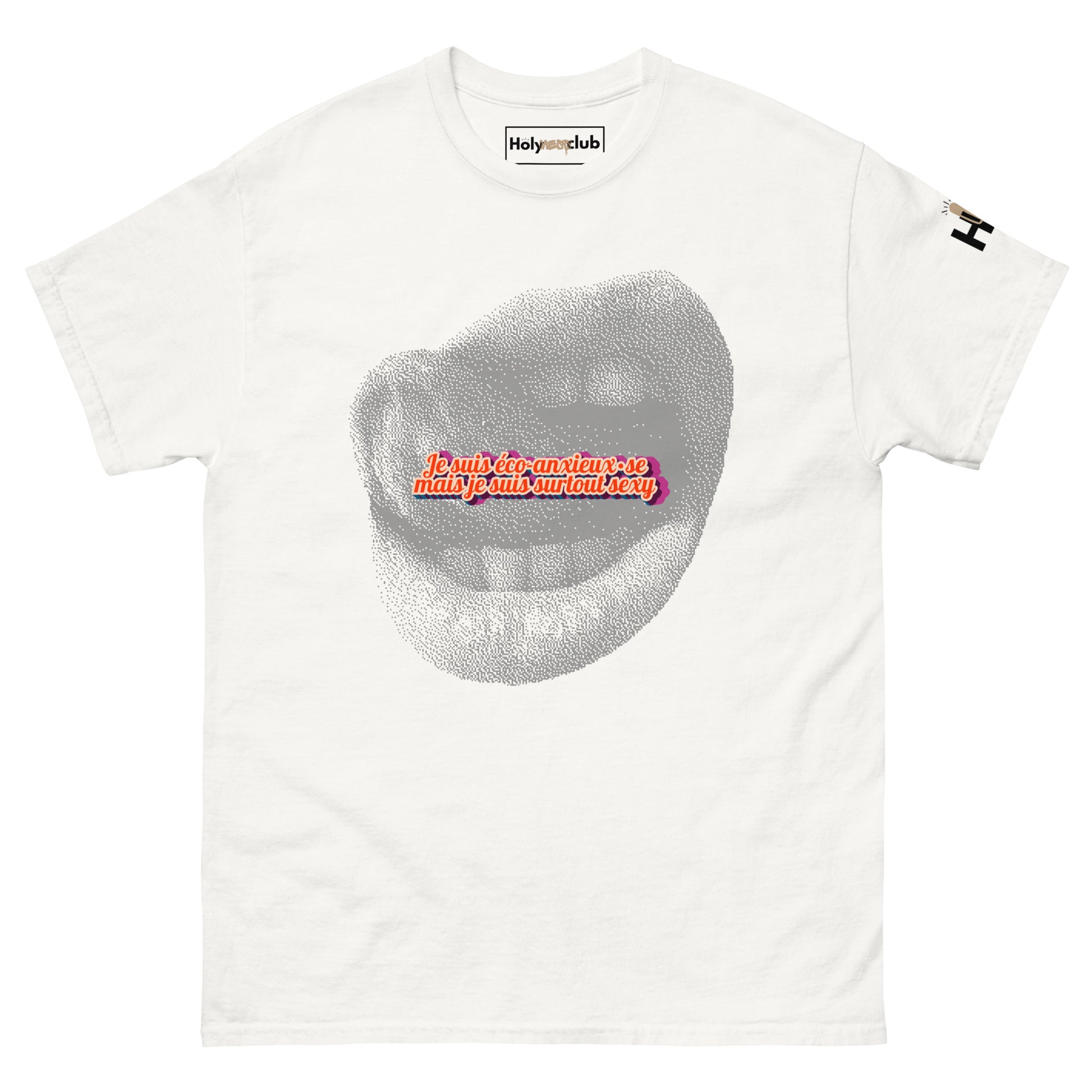 T-shirt unisexe coton bio engagé – Slogan Make mental health sexy again – Holy Mess Club T-shirt unisexe coton bio éthique – Slogan Trop doux pour ce monde – Holy Mess Club T-shirt éthique et sarcastique – Slogan Féministe flinguée & full of snacks – Holy