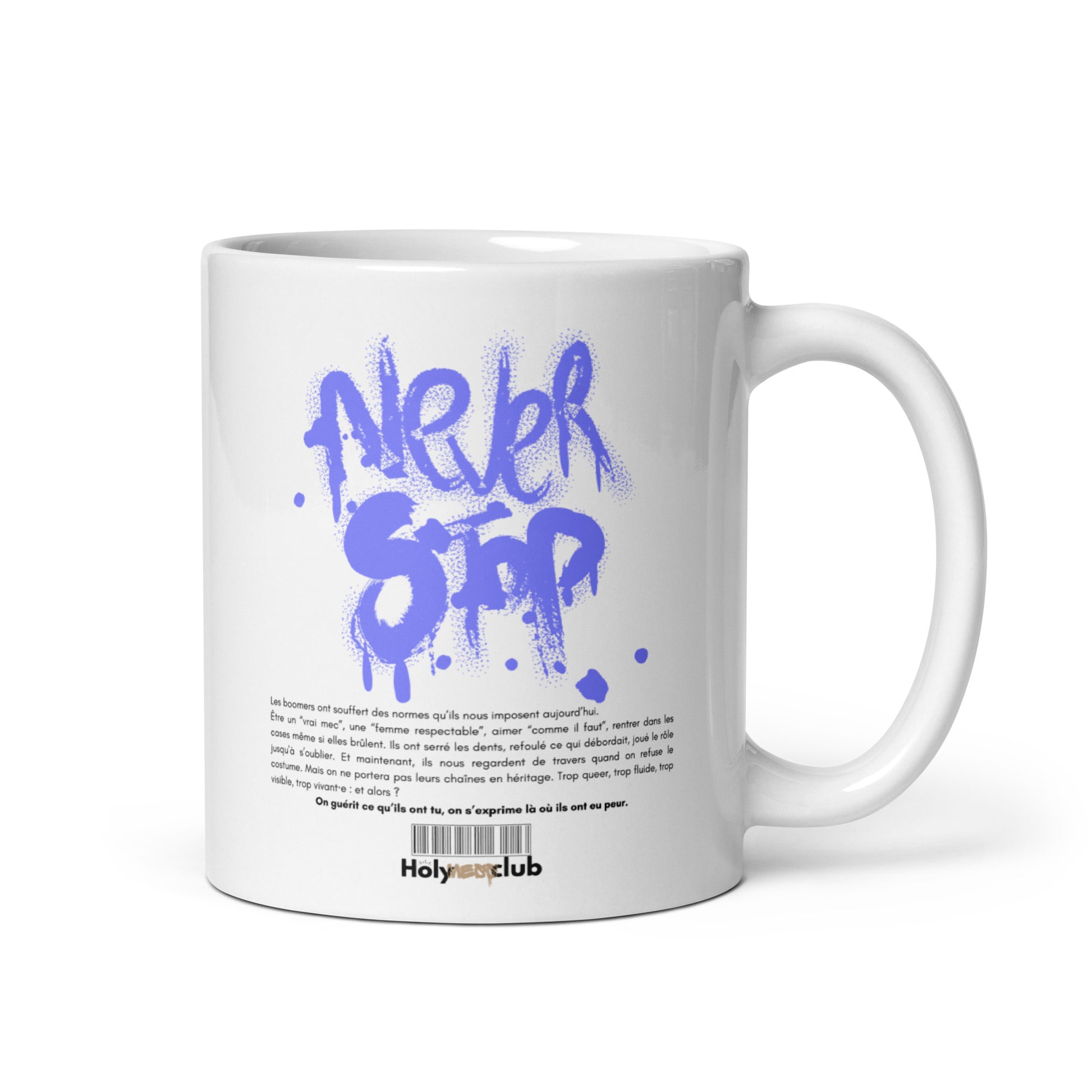 Mug Blanc Brillant - Pour tou·tes celles et ceux qui boivent chaud et pensent clair.