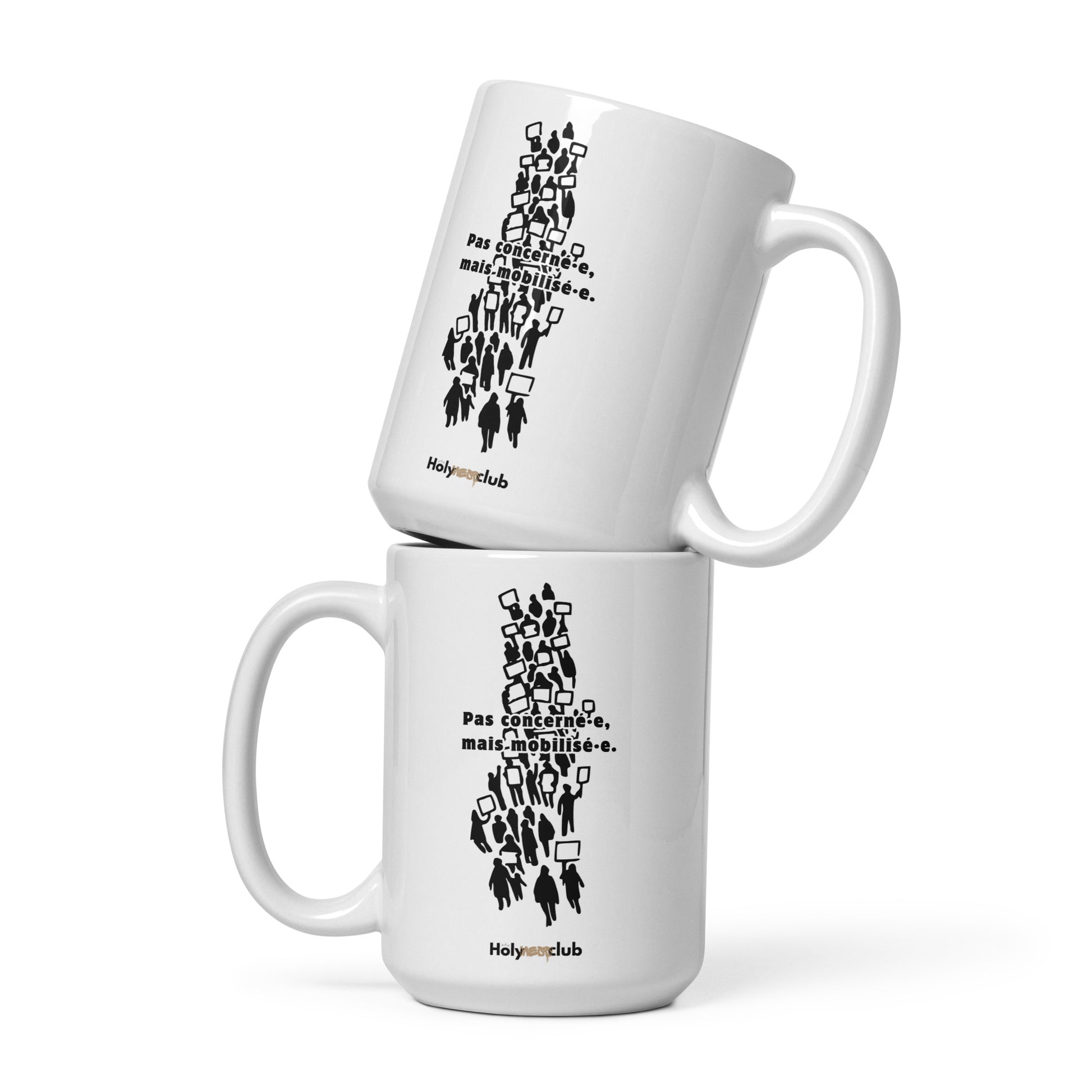 Mug Blanc Brillant - Pour tou·tes celles et ceux qui boivent chaud et pensent clair.